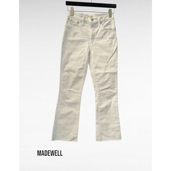 Madewell Cali Demi-Boot White Raw-Hem Edition Jeans  Sz 25 - Picture 1 of 11